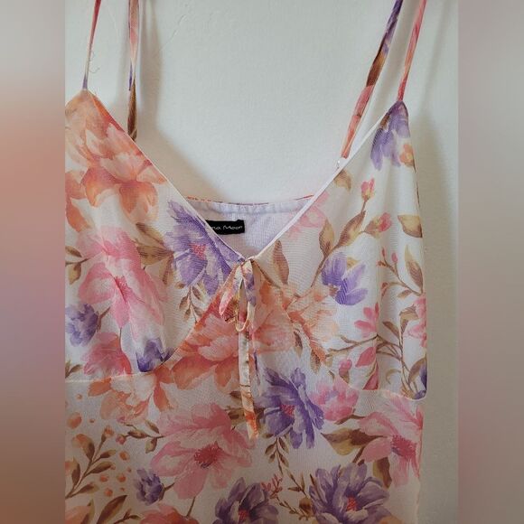 Luna Moon Floral Dress Y2K Babydoll Empire Waist Fairycore Whimsical Dainty L - Picture 8 of 11